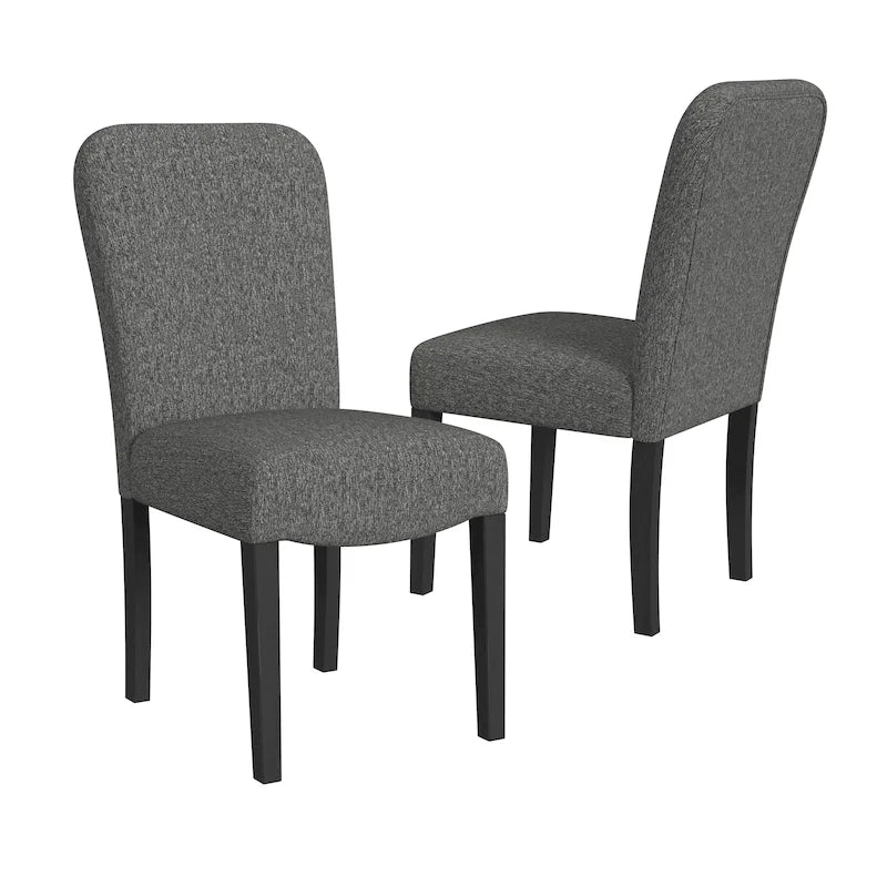 Chaise de salle à manger HomePop rembourrée à dossier arrondi – Tissu noir (lot de 2)
