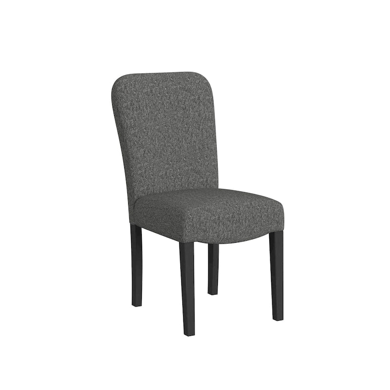Chaise de salle à manger HomePop rembourrée à dossier arrondi – Tissu noir (lot de 2)