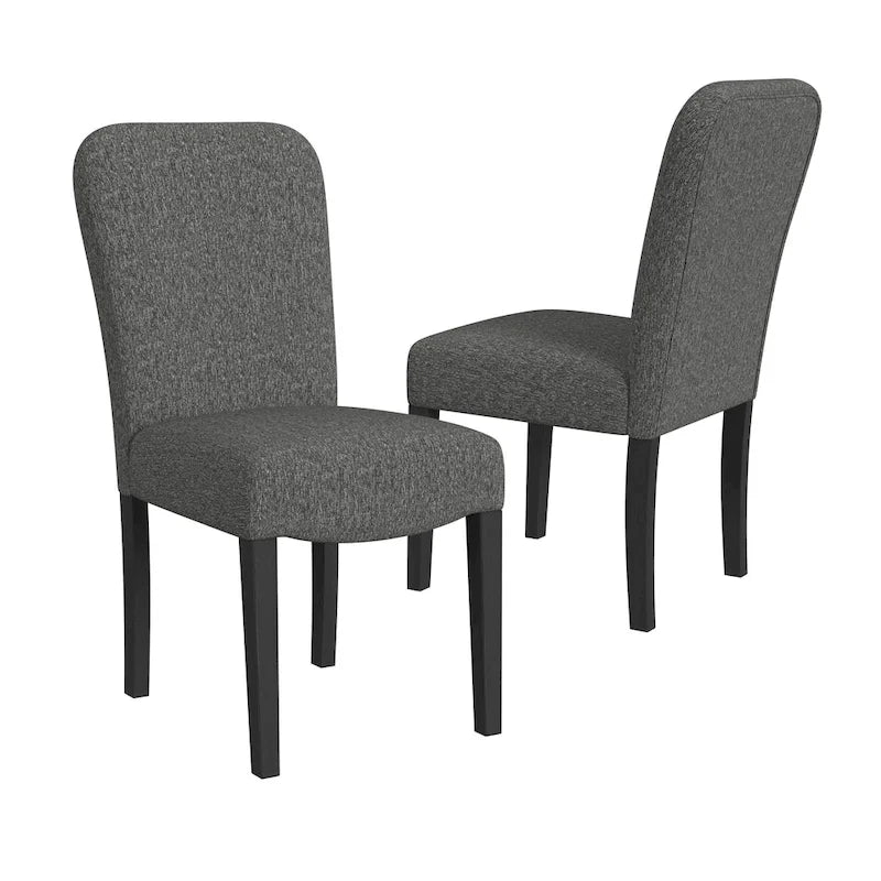 Chaise de salle à manger HomePop rembourrée à dossier arrondi – Tissu noir (lot de 2)