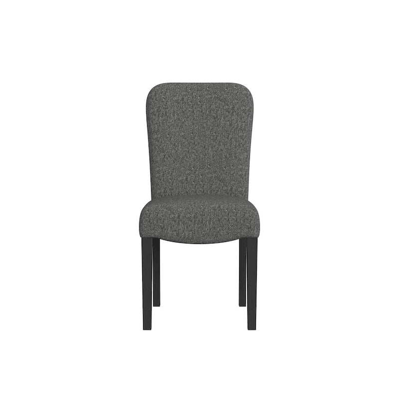Chaise de salle à manger HomePop rembourrée à dossier arrondi – Tissu noir (lot de 2)