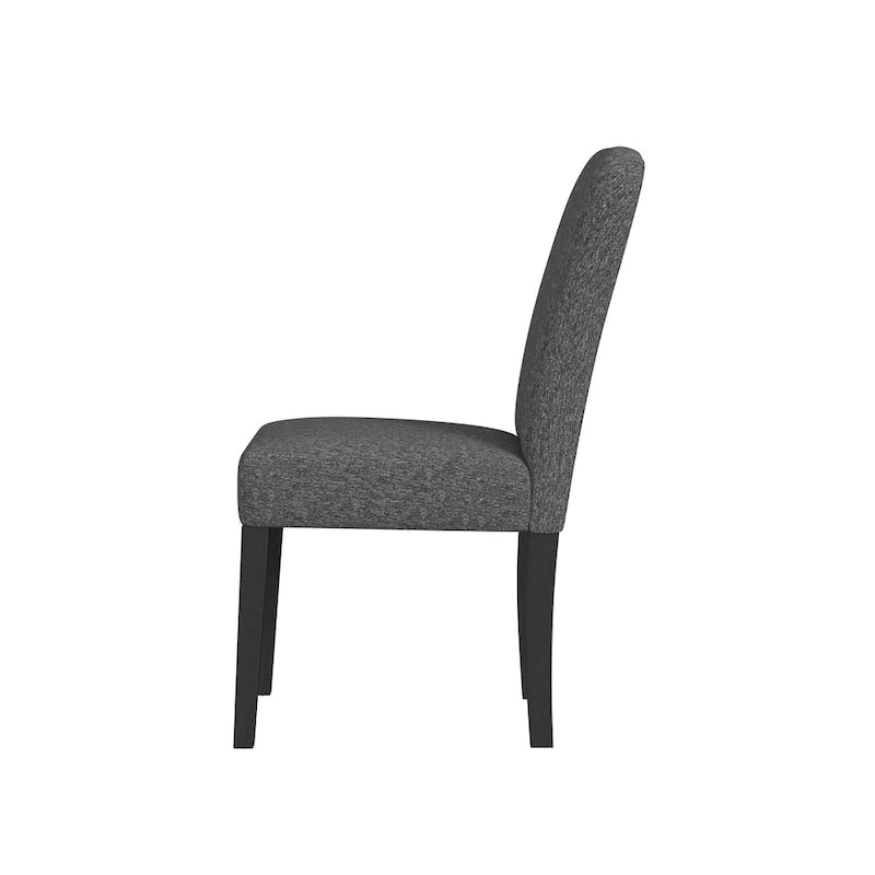 Chaise de salle à manger HomePop rembourrée à dossier arrondi – Tissu noir (lot de 2)