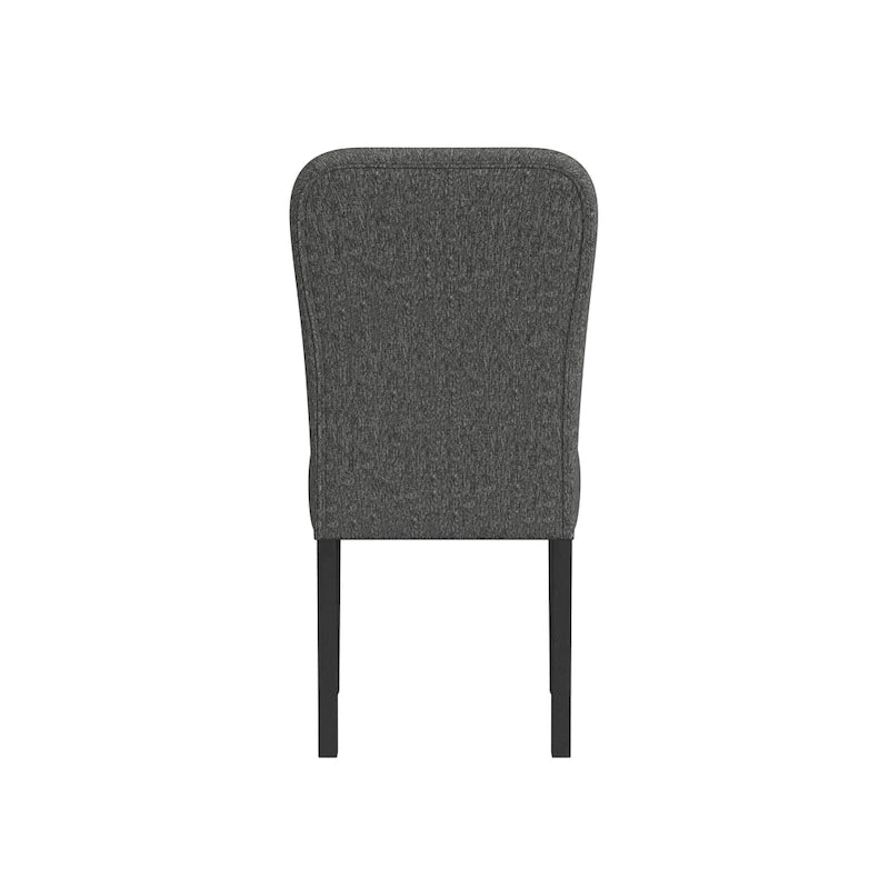 Chaise de salle à manger HomePop rembourrée à dossier arrondi – Tissu noir (lot de 2)