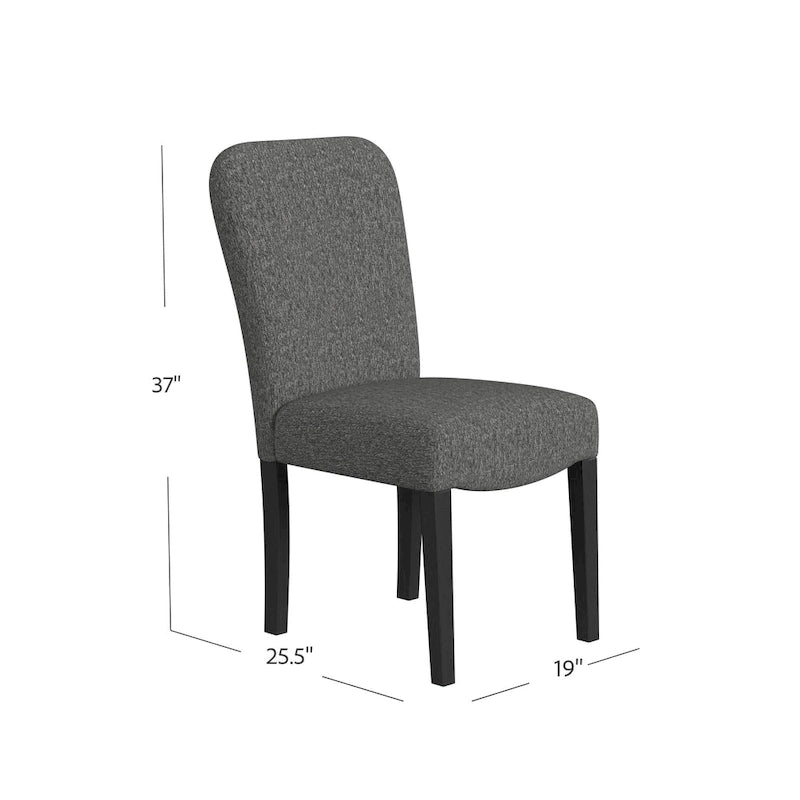 Chaise de salle à manger HomePop rembourrée à dossier arrondi – Tissu noir (lot de 2)