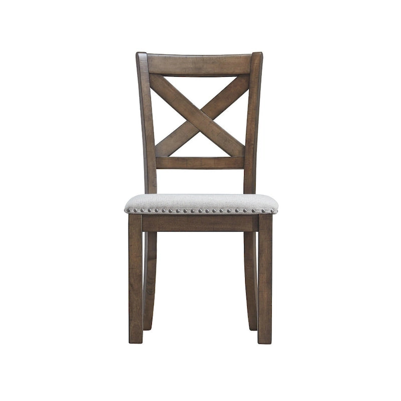 Chaises de salle à manger Moriville beiges rembourrées, finition noyer muscade (Lot de 2)
