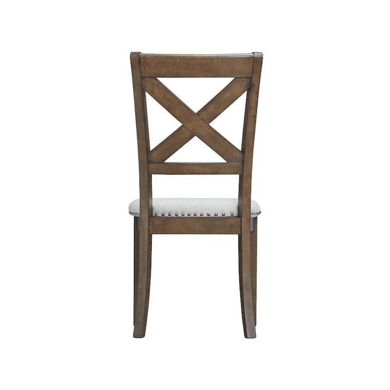 Chaises de salle à manger Moriville beiges rembourrées, finition noyer muscade (Lot de 2)