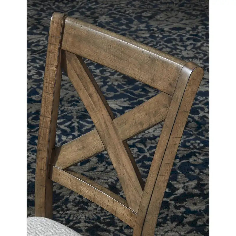 Chaises de salle à manger Moriville beiges rembourrées, finition noyer muscade (Lot de 2)