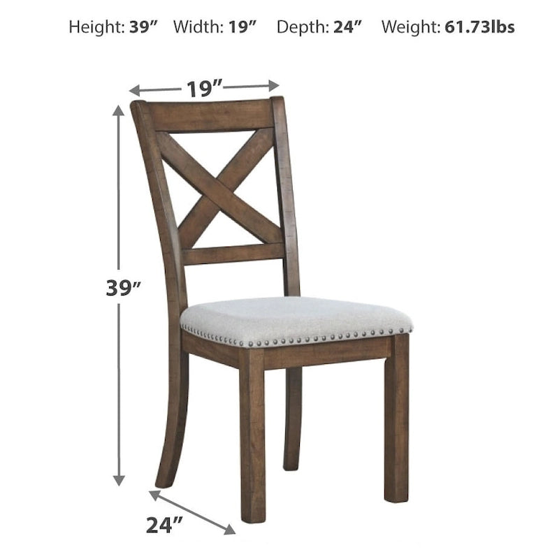 Chaises de salle à manger Moriville beiges rembourrées, finition noyer muscade (Lot de 2)