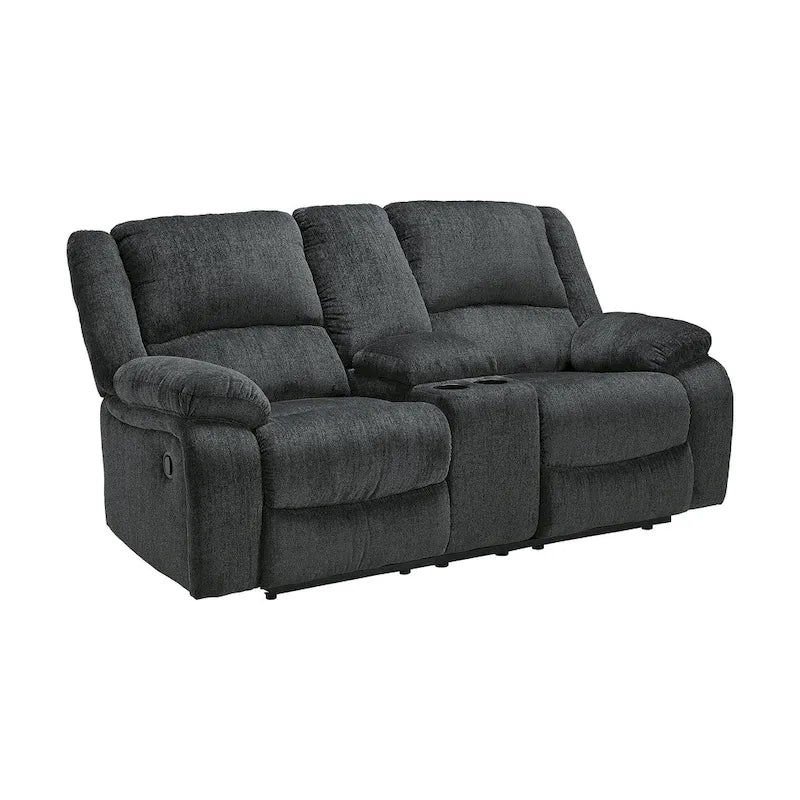 Causeuse inclinable double contemporaine Draycoll avec console, ardoise - Moyen