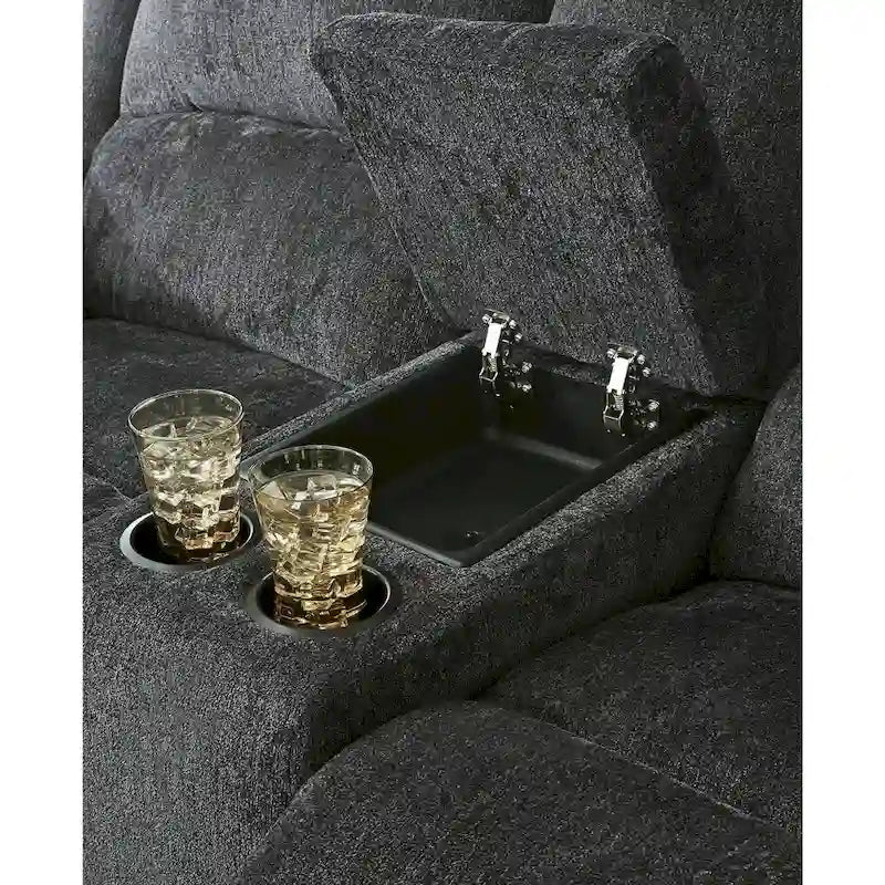 Causeuse inclinable double contemporaine Draycoll avec console, ardoise - Moyen