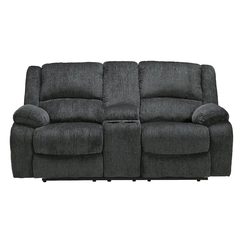Causeuse inclinable double contemporaine Draycoll avec console, ardoise - Moyen