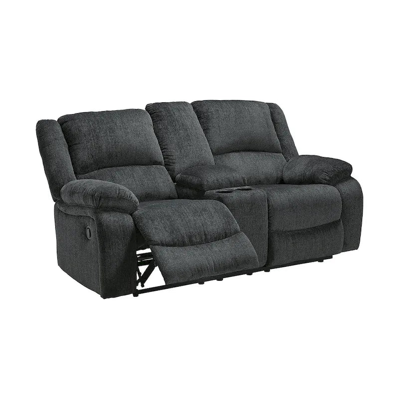 Causeuse inclinable double contemporaine Draycoll avec console, ardoise - Moyen