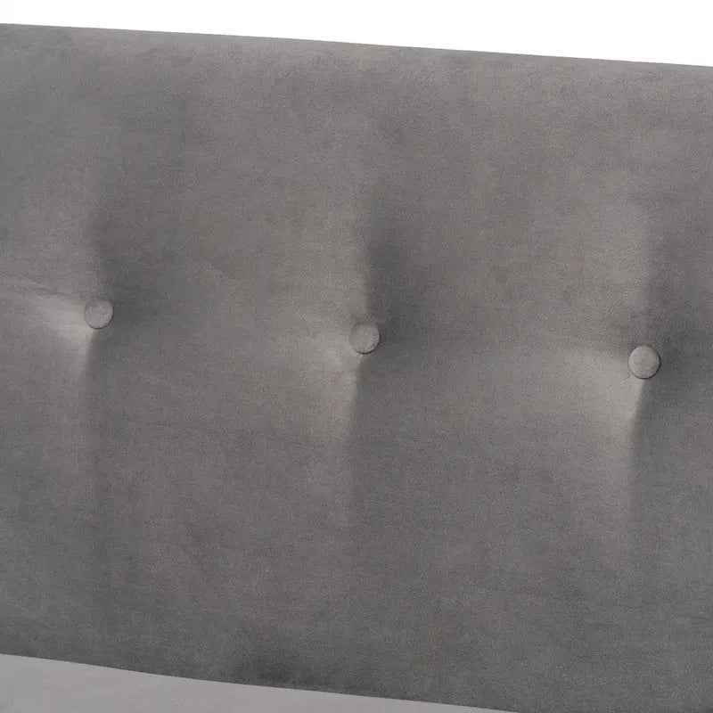 Ensemble de banquette d'angle repas Stewart Mid-Century en velours (2 pièces) - Gris