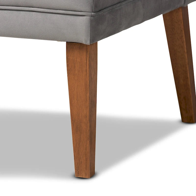 Ensemble de banquette d'angle repas Stewart Mid-Century en velours (2 pièces) - Gris
