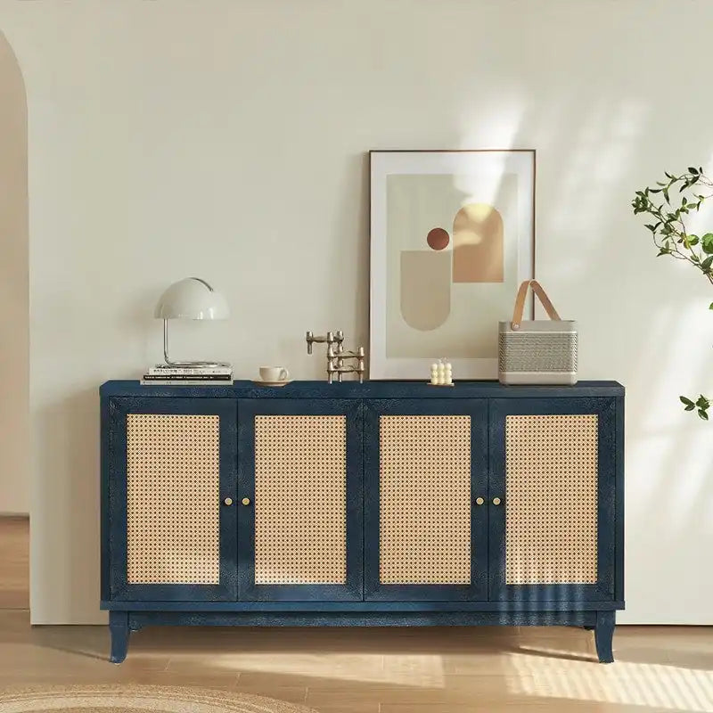 Meuble de Rangement Buffet Contemporain en Bois avec 4 Portes et Étagères Réglables