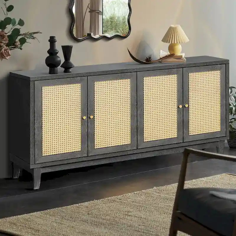 Meuble de Rangement Buffet Contemporain en Bois avec 4 Portes et Étagères Réglables