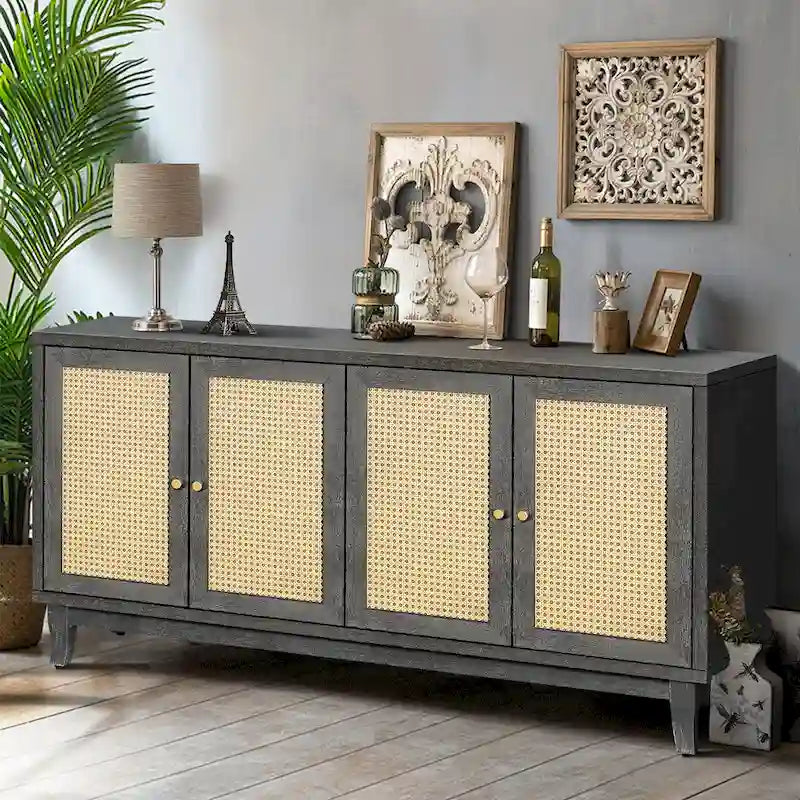 Meuble de Rangement Buffet Contemporain en Bois avec 4 Portes et Étagères Réglables