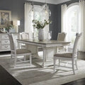 Ensemble de 5 pièces avec table à tréteaux Abbey Park brun vieilli et blanc antique