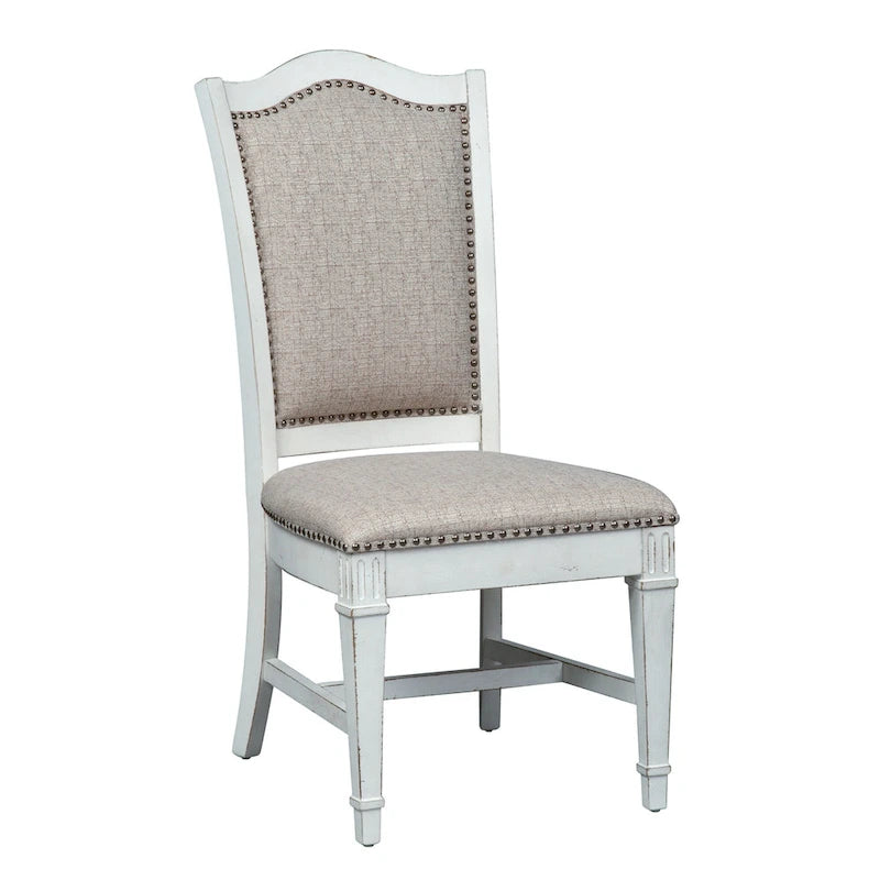 Ensemble de 5 pièces avec table à tréteaux Abbey Park brun vieilli et blanc antique