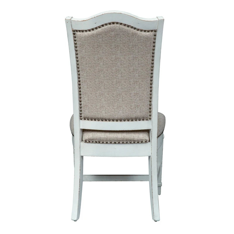 Ensemble de 5 pièces avec table à tréteaux Abbey Park brun vieilli et blanc antique