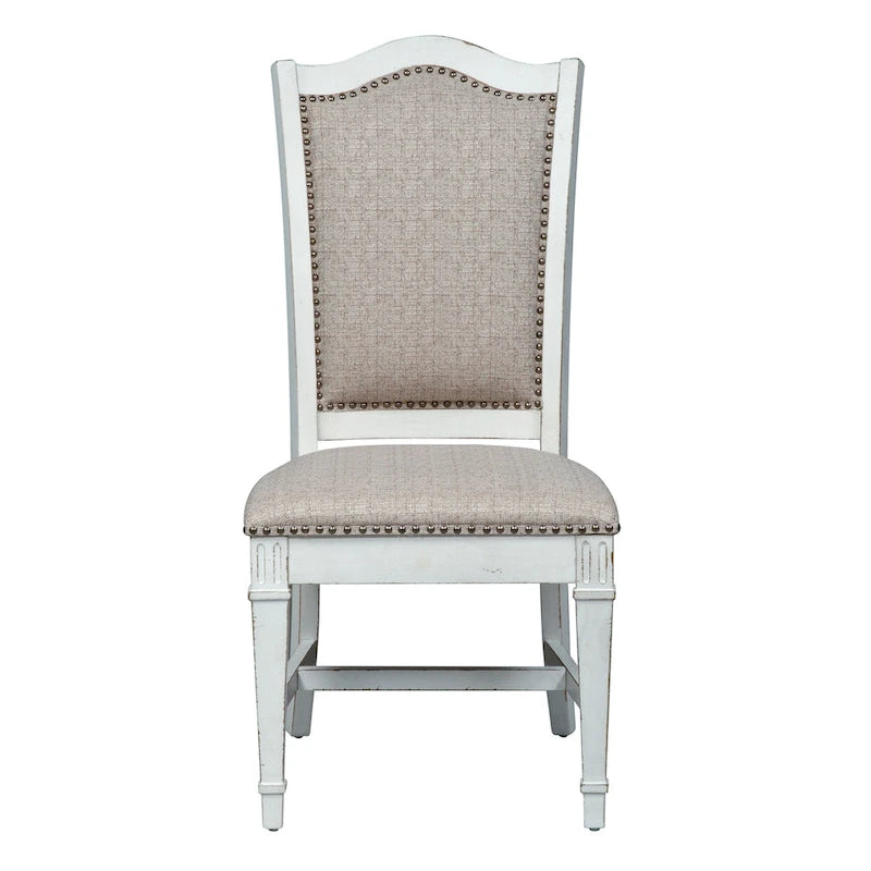 Ensemble de 5 pièces avec table à tréteaux Abbey Park brun vieilli et blanc antique