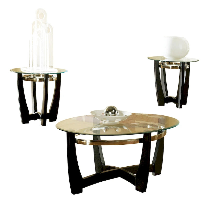 Tables d'appoint Mandalay à plateau en verre Steve Silver (lot de 3)