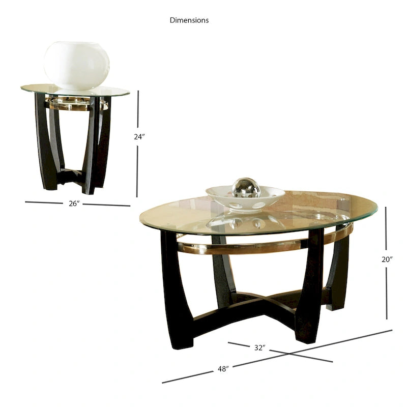 Tables d'appoint Mandalay à plateau en verre Steve Silver (lot de 3)