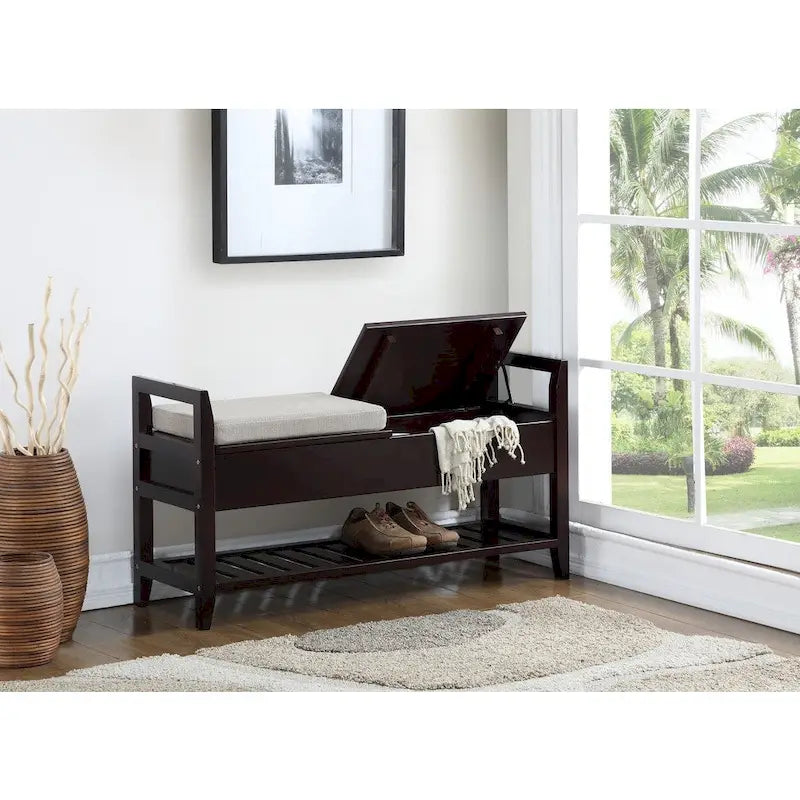 Banc à chaussures de rangement Jessup Espresso Copper Grove