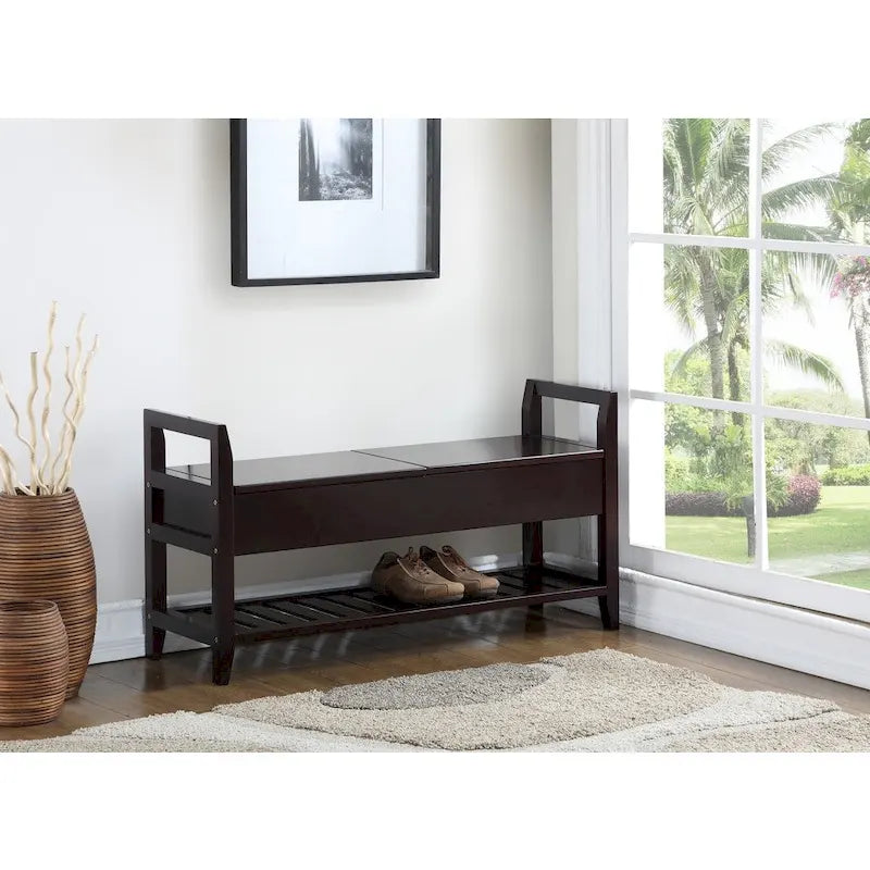 Banc à chaussures de rangement Jessup Espresso Copper Grove