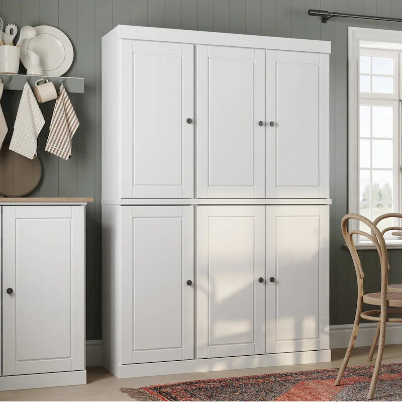 Palace Imports Garde-manger chinois 100 % en bois massif avec portes en verre ou en bois massif et 2 tiroirs - 48,5 x 71,5
