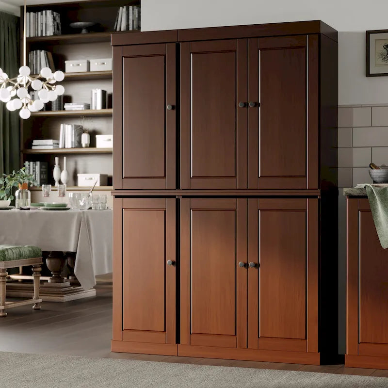 Palace Imports Garde-manger chinois 100 % en bois massif avec portes en verre ou en bois massif et 2 tiroirs - 48,5 x 71,5