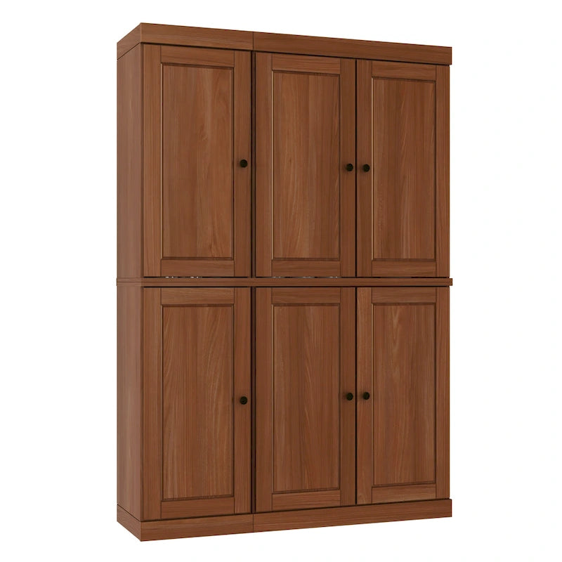 Palace Imports Garde-manger chinois 100 % en bois massif avec portes en verre ou en bois massif et 2 tiroirs - 48,5 x 71,5