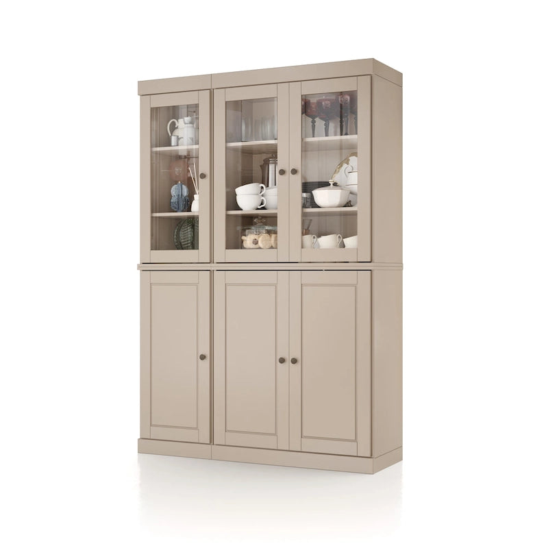 Palace Imports Garde-manger chinois 100 % en bois massif avec portes en verre ou en bois massif et 2 tiroirs - 48,5 x 71,5