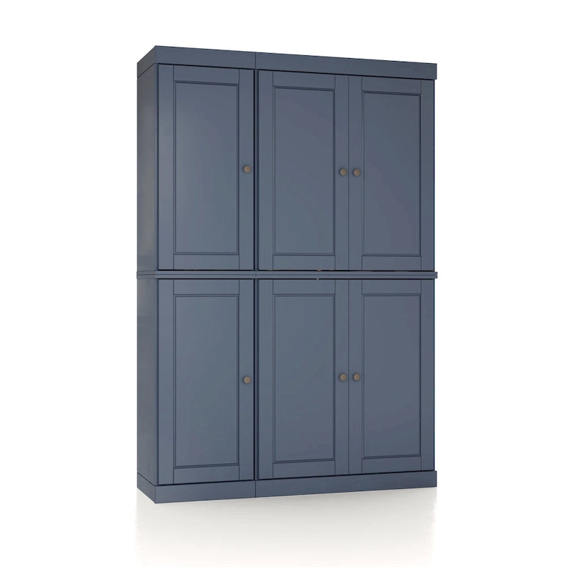 Palace Imports Garde-manger chinois 100 % en bois massif avec portes en verre ou en bois massif et 2 tiroirs - 48,5 x 71,5