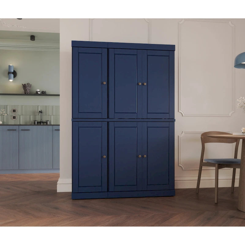 Palace Imports Garde-manger chinois 100 % en bois massif avec portes en verre ou en bois massif et 2 tiroirs - 48,5 x 71,5