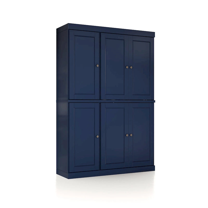 Palace Imports Garde-manger chinois 100 % en bois massif avec portes en verre ou en bois massif et 2 tiroirs - 48,5 x 71,5
