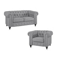 Collection Élégance Chesterfield : Causeuse et fauteuil d'appoint à accoudoirs roulés pour salon, bureau, réception