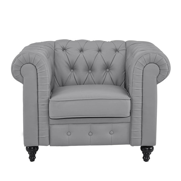Collection Élégance Chesterfield : Causeuse et fauteuil d'appoint à accoudoirs roulés pour salon, bureau, réception