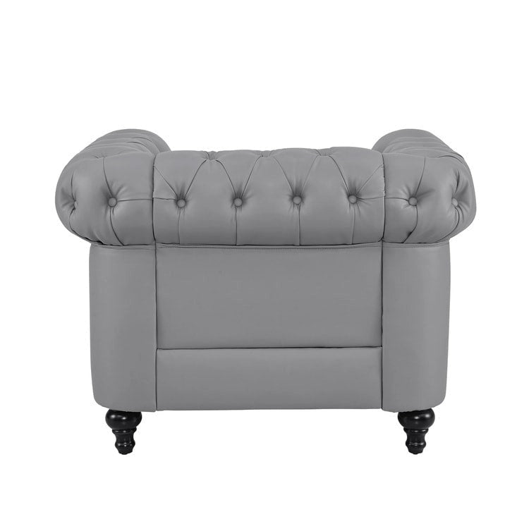 Collection Élégance Chesterfield : Causeuse et fauteuil d'appoint à accoudoirs roulés pour salon, bureau, réception
