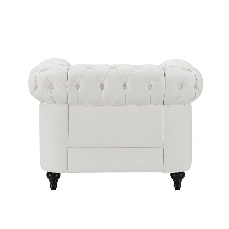 Collection Élégance Chesterfield : Causeuse et fauteuil d'appoint à accoudoirs roulés pour salon, bureau, réception