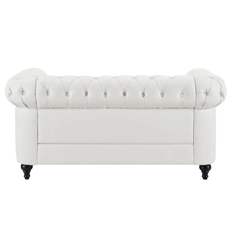 Collection Élégance Chesterfield : Causeuse et fauteuil d'appoint à accoudoirs roulés pour salon, bureau, réception