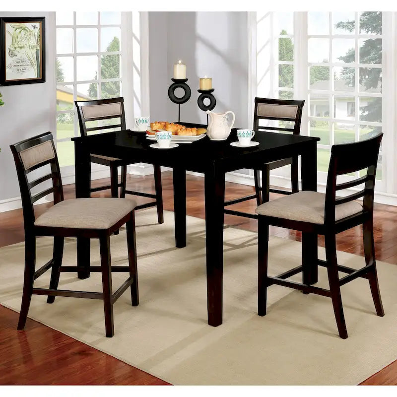 Ensemble de salle à manger 5 pièces hauteur comptoir Yevana en bois massif contemporain par Furniture of America