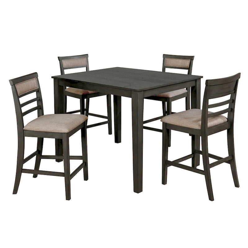 Ensemble de salle à manger 5 pièces hauteur comptoir Yevana en bois massif contemporain par Furniture of America