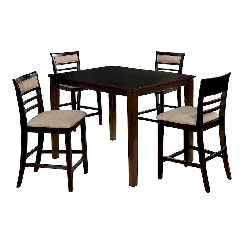 Ensemble de salle à manger 5 pièces hauteur comptoir Yevana en bois massif contemporain par Furniture of America