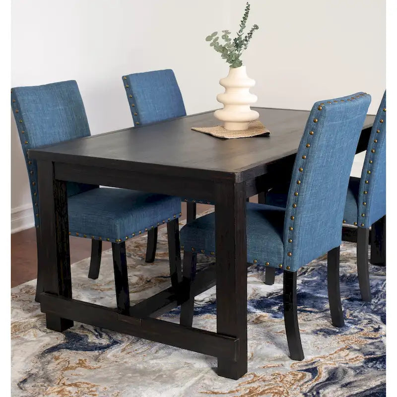Roundhill Furniture Muzzi Ensemble de salle à manger contemporain 6 pièces, table de salle à manger avec 4 chaises élégantes et un banc