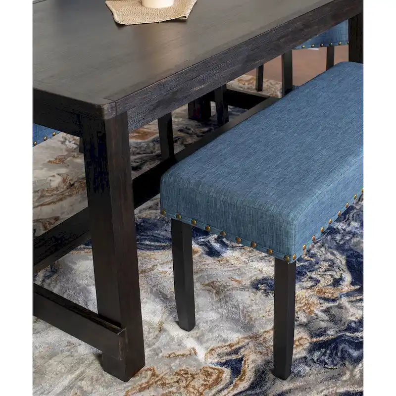 Roundhill Furniture Muzzi Ensemble de salle à manger contemporain 6 pièces, table de salle à manger avec 4 chaises élégantes et un banc