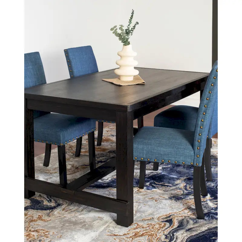 Roundhill Furniture Muzzi Ensemble de salle à manger contemporain 6 pièces, table de salle à manger avec 4 chaises élégantes et un banc