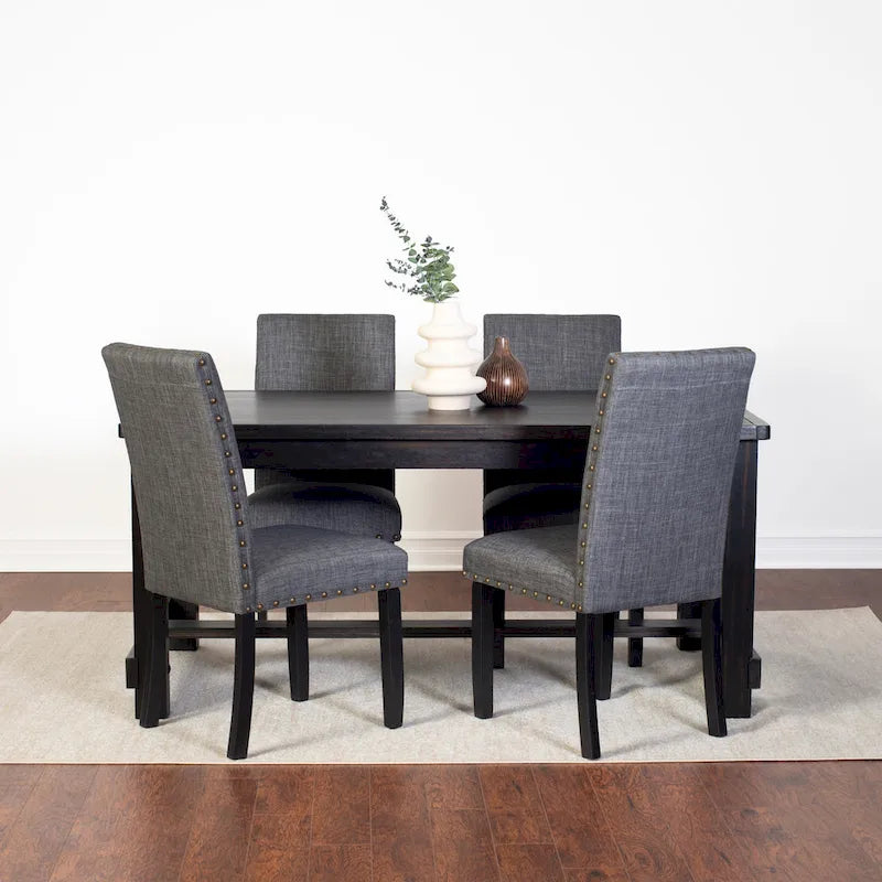Roundhill Furniture Muzzi Ensemble de salle à manger contemporain 6 pièces, table de salle à manger avec 4 chaises élégantes et un banc