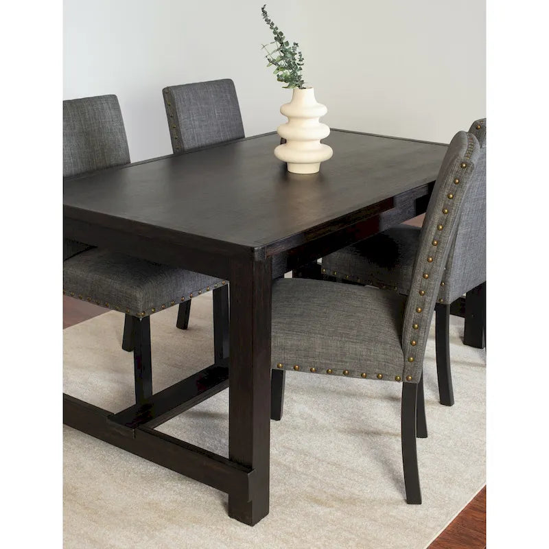 Roundhill Furniture Muzzi Ensemble de salle à manger contemporain 6 pièces, table de salle à manger avec 4 chaises élégantes et un banc