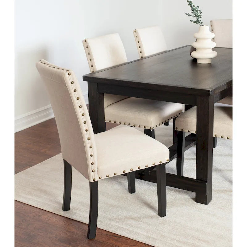 Roundhill Furniture Muzzi Ensemble de salle à manger contemporain 6 pièces, table de salle à manger avec 4 chaises élégantes et un banc