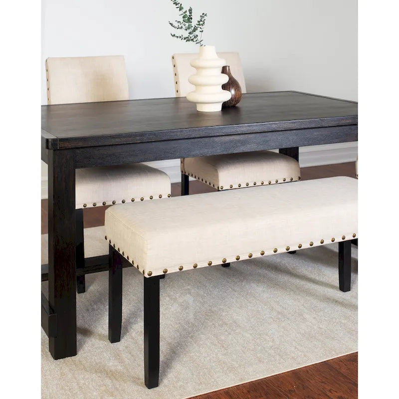 Roundhill Furniture Muzzi Ensemble de salle à manger contemporain 6 pièces, table de salle à manger avec 4 chaises élégantes et un banc